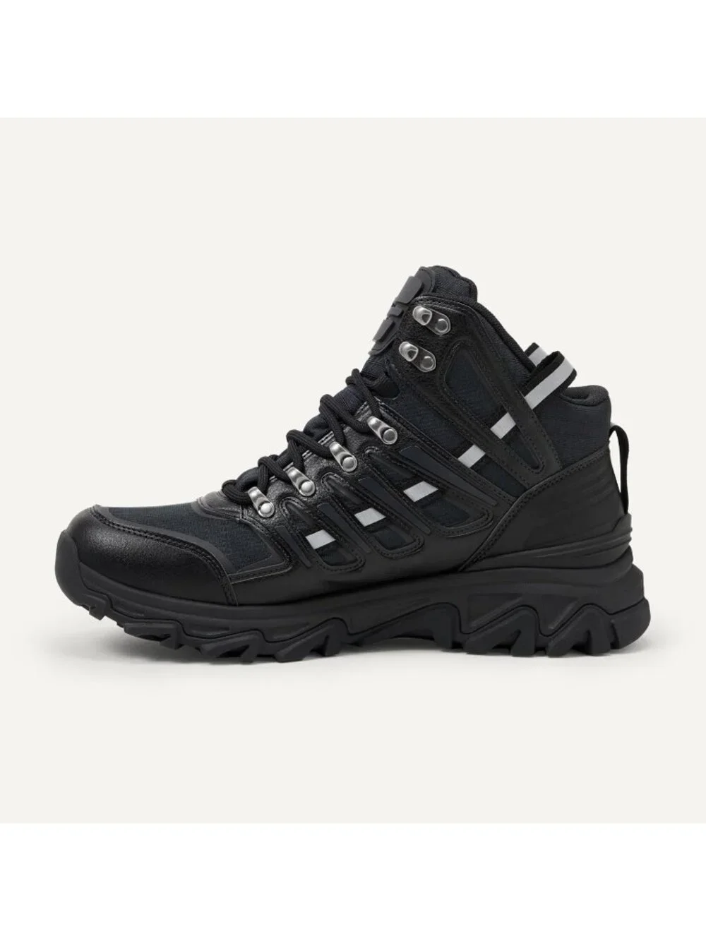 Men's Black Waterproof Shoes Casual High Top Round Toe Non Slip Hiking Boots